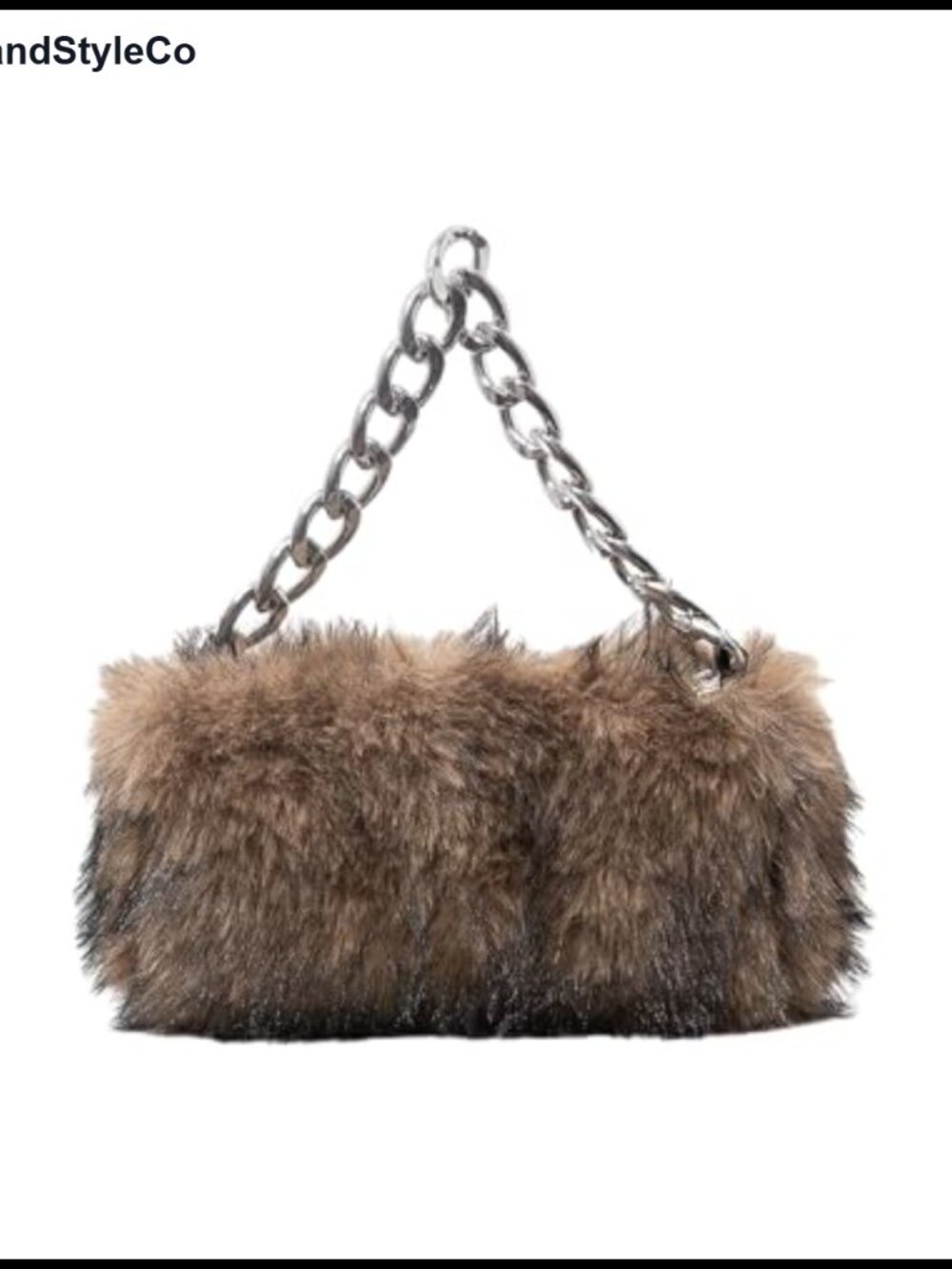 Faux Fur Purse Small Square Bag Fuzzy Chain Strap Zip Closure Y2K Shoulder
